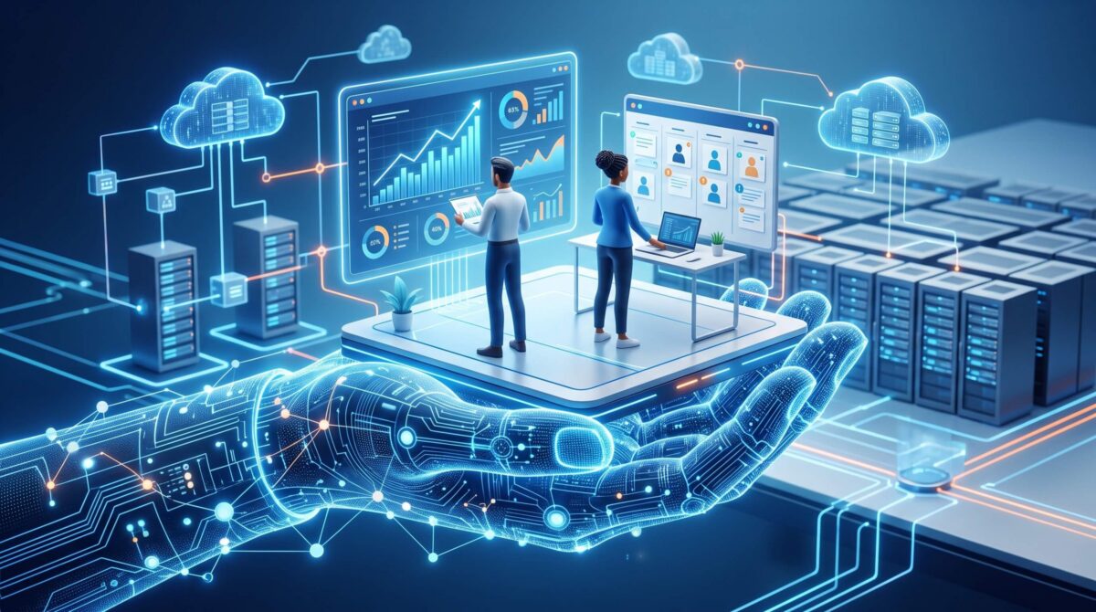 Technicien de services managés supervisant le réseau informatique d'une entreprise depuis un tableau de bord